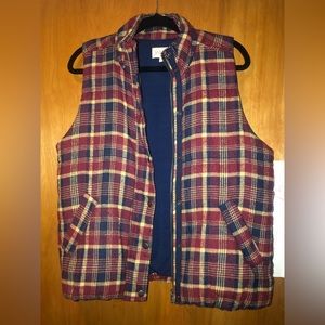 Plaid Flannel Lined Vest Size Large